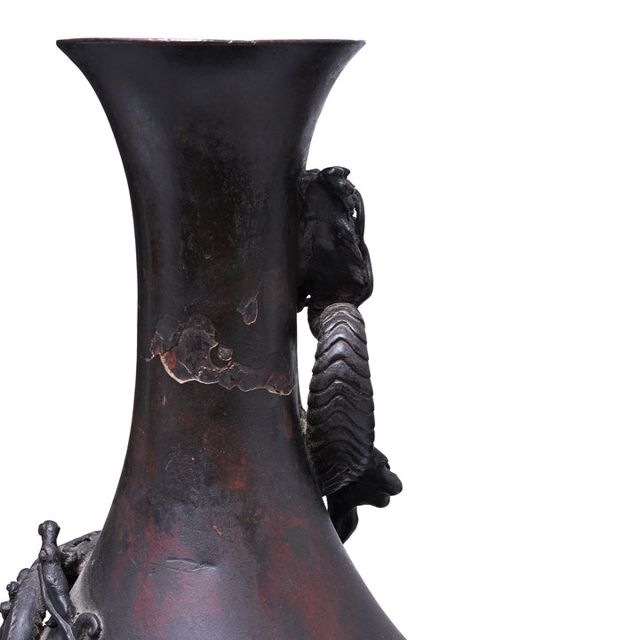 Dragon And Historic Damage Detail From Japanese Antique Bronze 'Dragon' Vase | Indigo Antiques