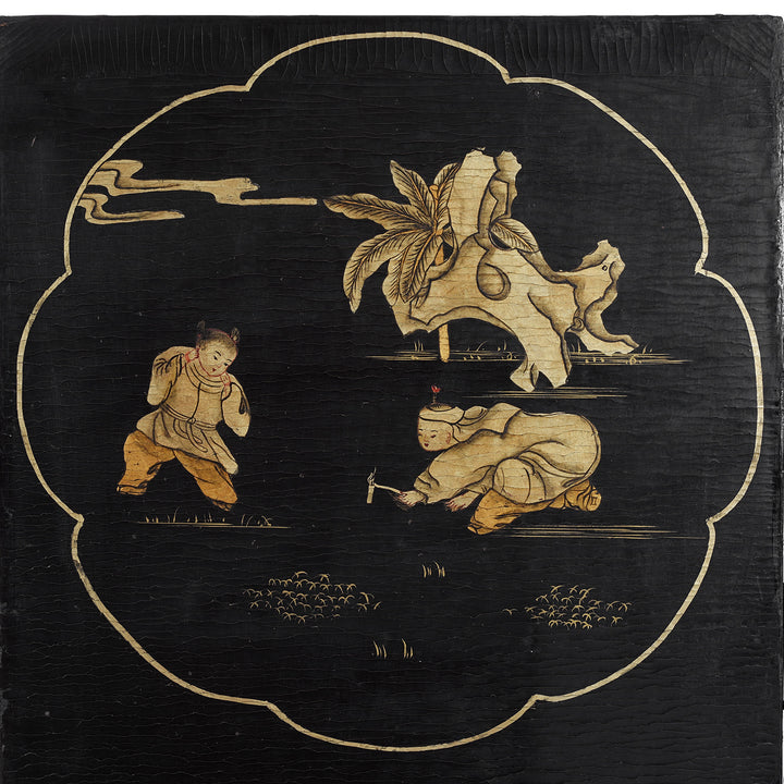 Artwork Detail From Antique Chinese Export Black & Gilt Lacquer Screen | Indigo Antiques