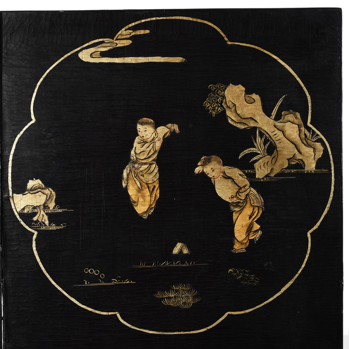 Artwork Detail From Antique Chinese Export Black & Gilt Lacquer Screen | Indigo Antiques