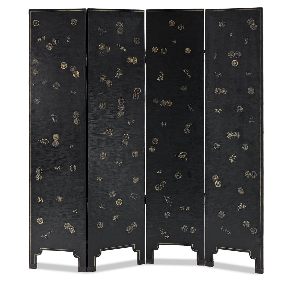 Back Of Antique Chinese Export Black & Gilt Lacquer Screen | Indigo Antiques