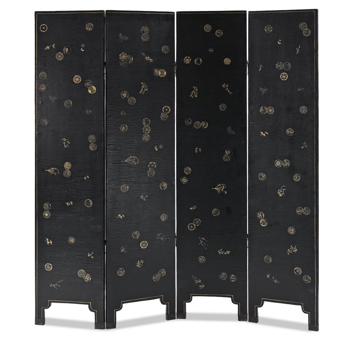 Back Of Antique Chinese Export Black & Gilt Lacquer Screen | Indigo Antiques