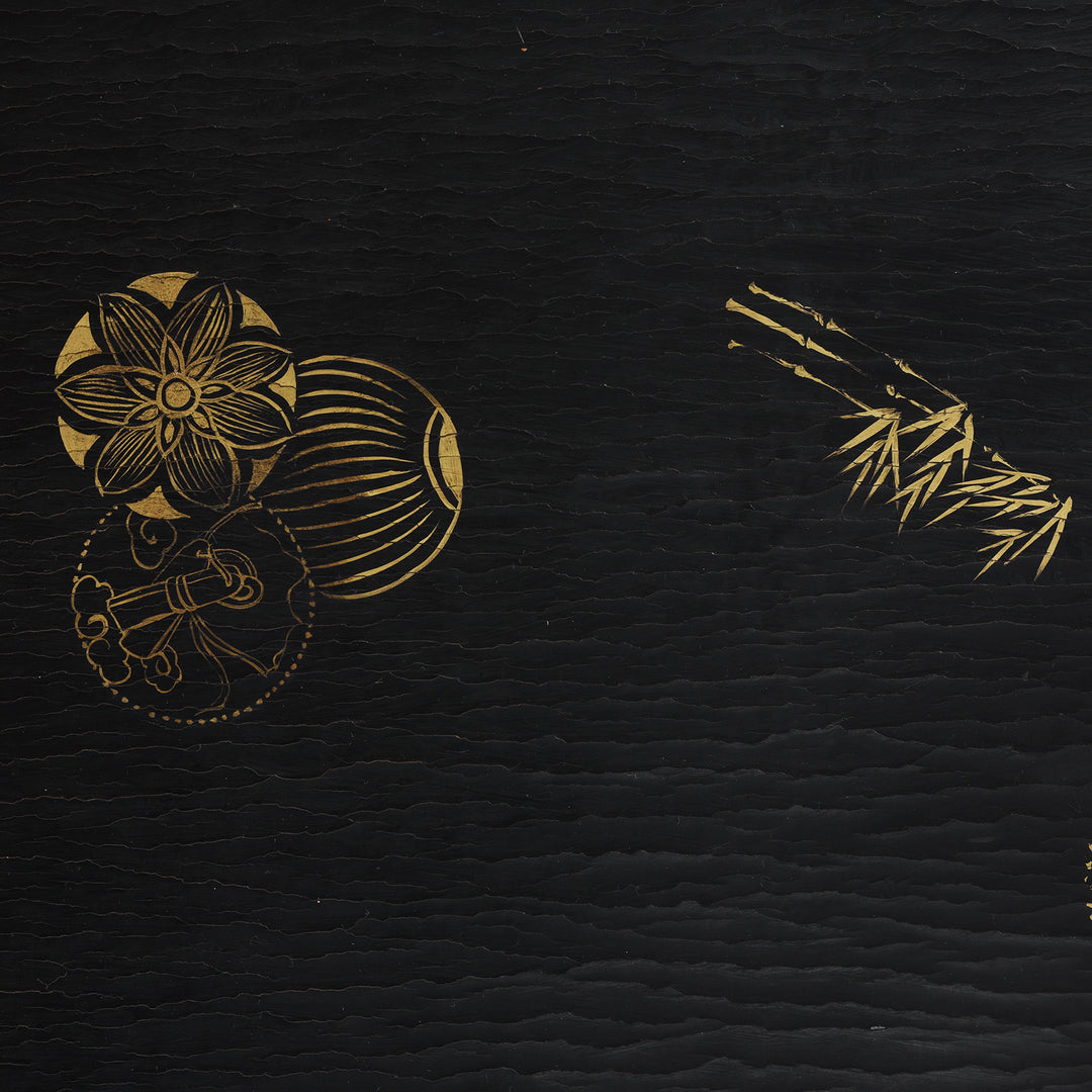 Artwork Detail From Back Of Antique Chinese Export Black & Gilt Lacquer Screen | Indigo Antiques
