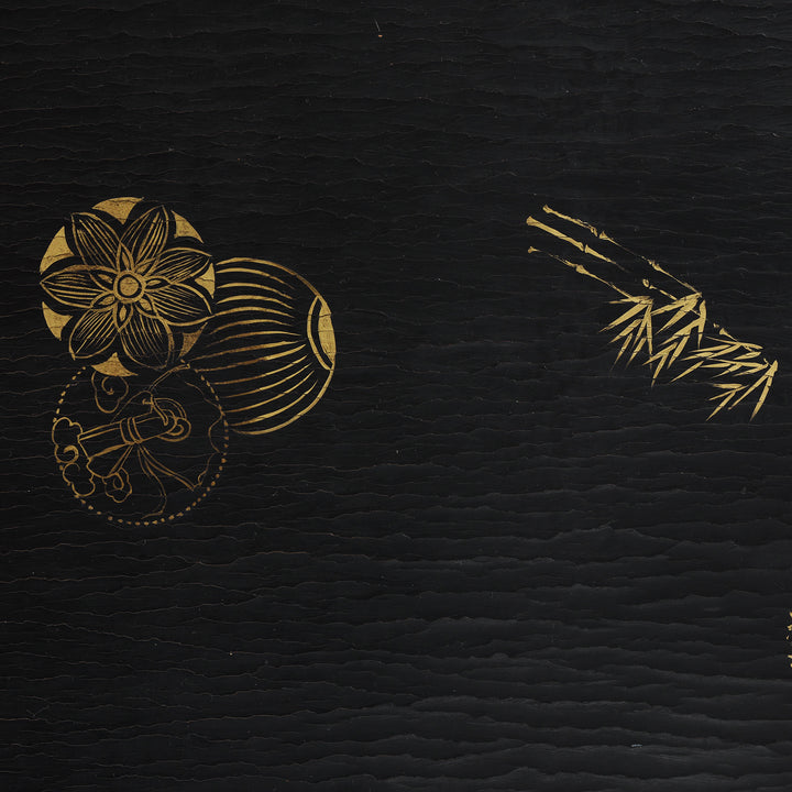 Artwork Detail From Back Of Antique Chinese Export Black & Gilt Lacquer Screen | Indigo Antiques