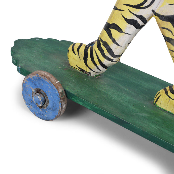 Wheel Detail From Vintage Painted 'Pull-along' Tigers | Indigo Antiques
