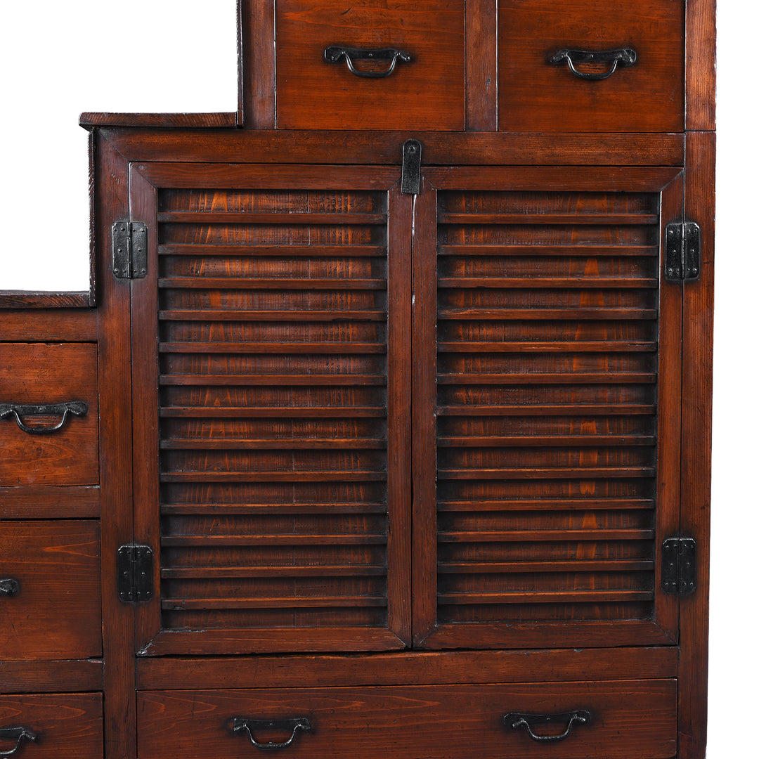 Doors Detail From Antique Japanese Kaidan Dansu (Step Tansu) | Indigo Antiques
