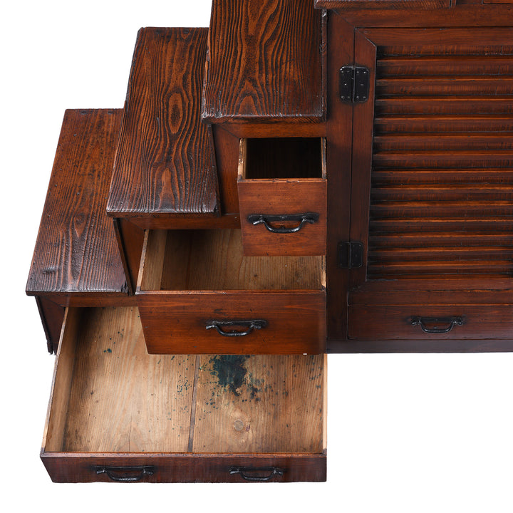 Drawers Detail From Antique Japanese Kaidan Dansu (Step Tansu) | Indigo Antiques