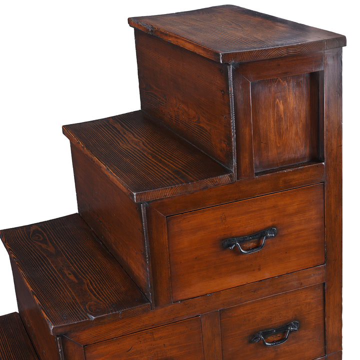Steps Detail From Antique Japanese Kaidan Dansu (Step Tansu) | Indigo Antiques