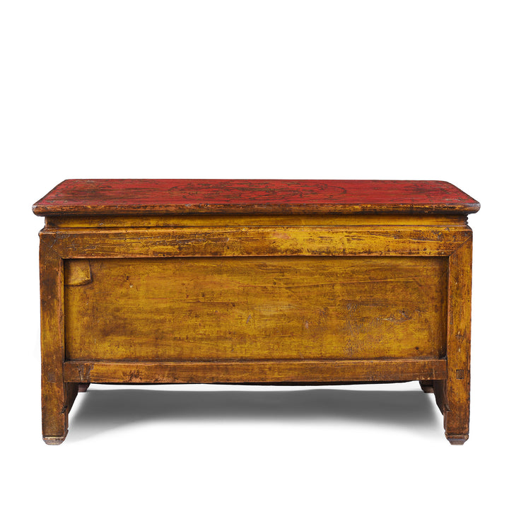Back Of Antique Tibetan Painted Choksar Prayer Table | Indigo Antiques
