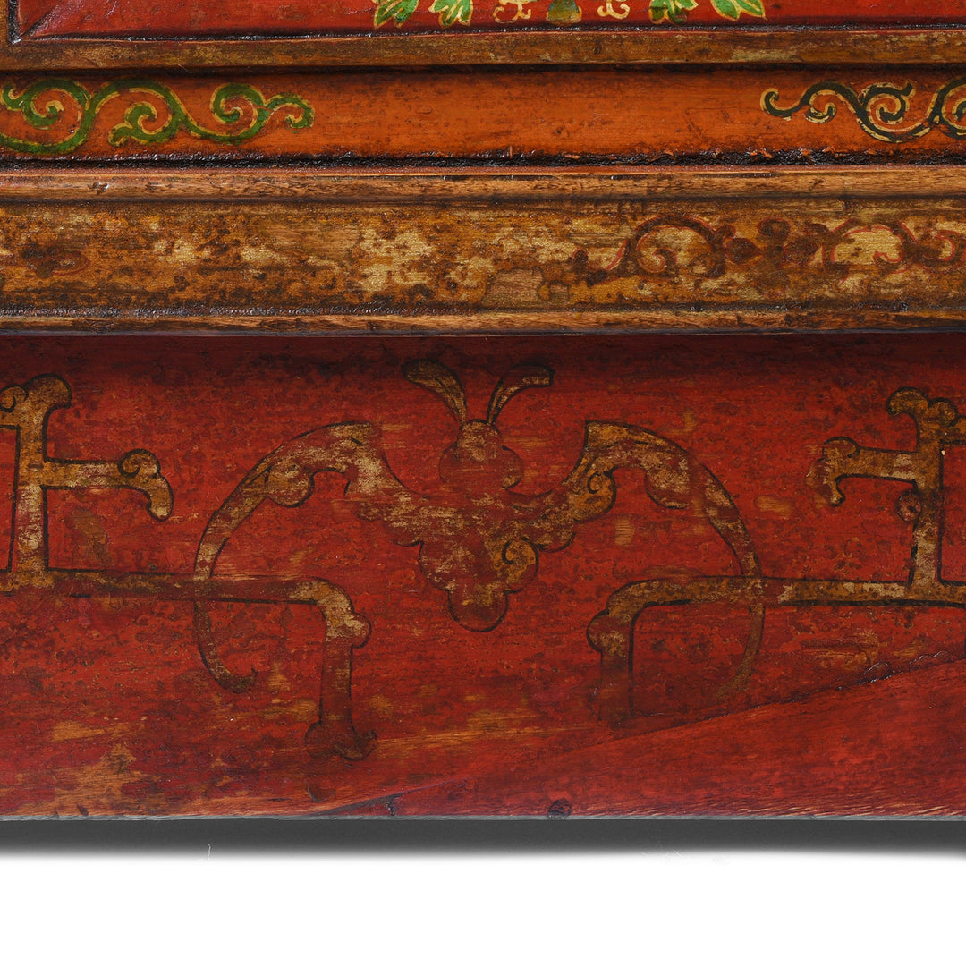 Bat Detail From Antique Tibetan Painted Choksar Prayer Table | Indigo Antiques
