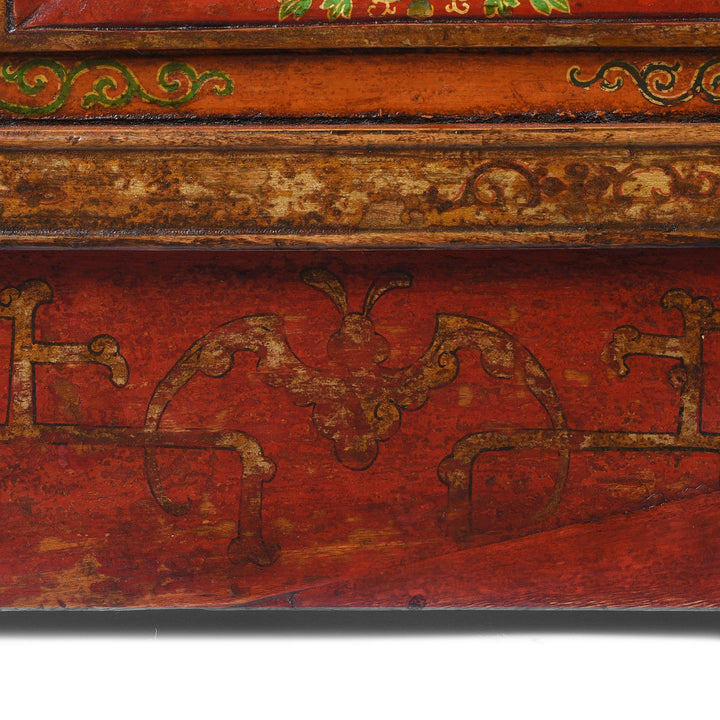 Bat Detail From Antique Tibetan Painted Choksar Prayer Table | Indigo Antiques