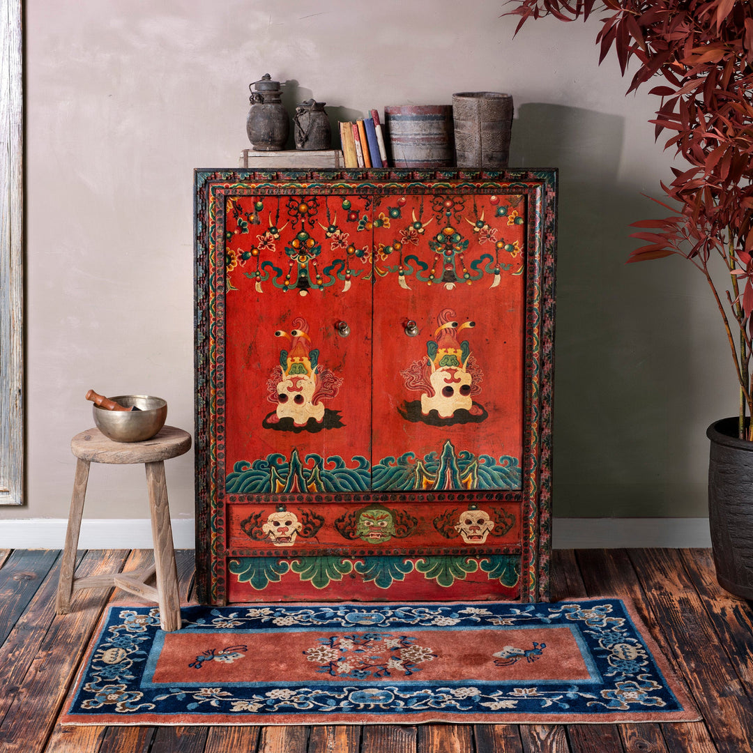 Antique Painted Tibetan Torgam Cabinet  | Indigo Antiques