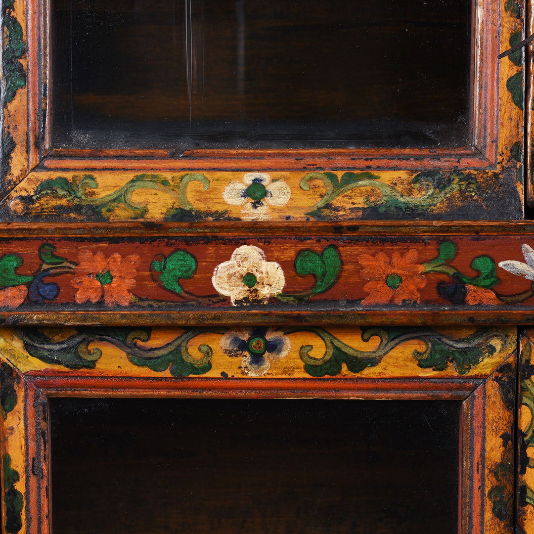 Artwork Detail From Antique Glazed Painted Tibetan Cabinet | Indigo Antiques