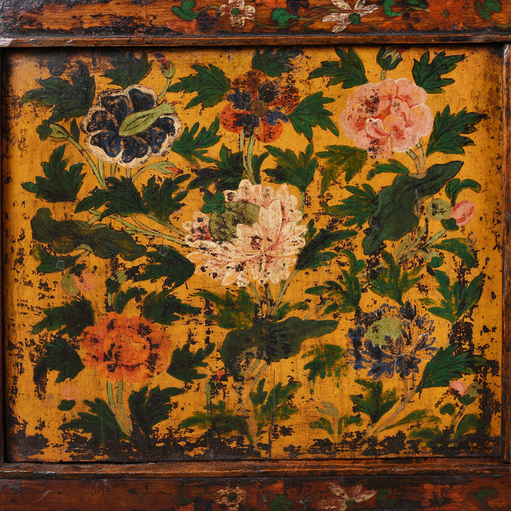 Artwork Detail From Antique Glazed Painted Tibetan Cabinet | Indigo Antiques