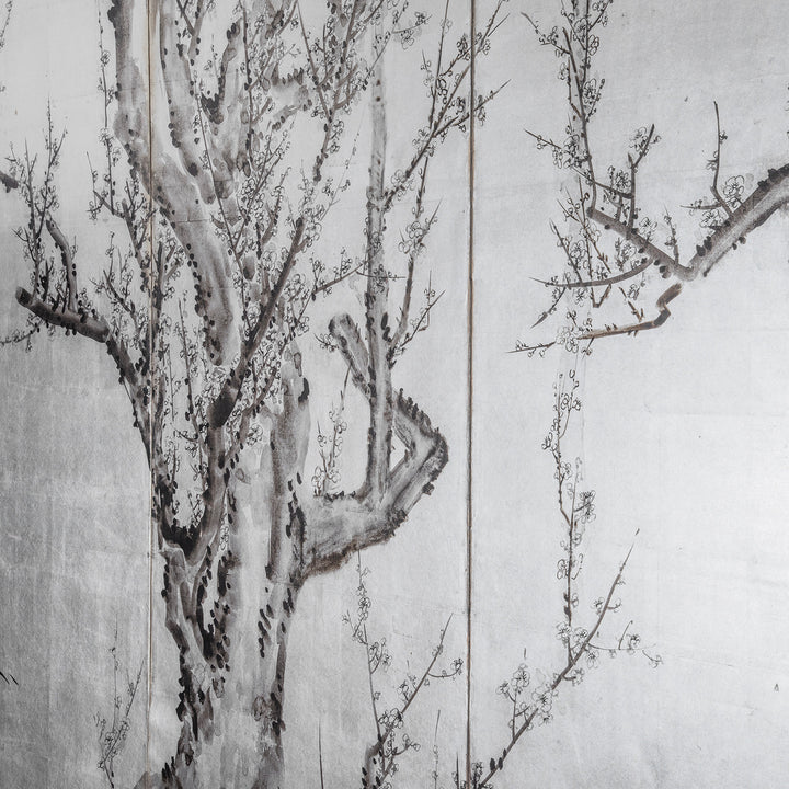 Artwork Detail From Japanese Silver Rinpa Byobu Screen 
