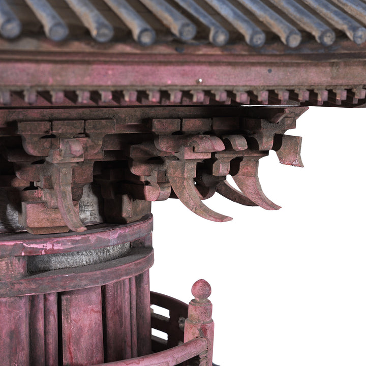 Windows Detail From Japanese Meiji Period Tahoto Buddhist Pagoda Architectural Model With Polychrome Painted Wood And Plaster Construction