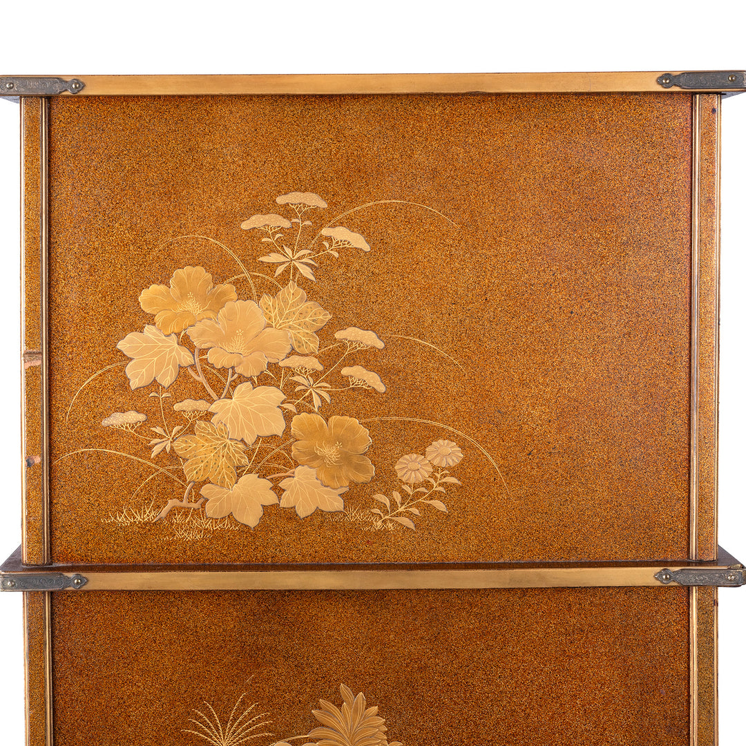 Artwork Detail From Antique Japanese Lacquer Table Shelf  | Indigo Antiques