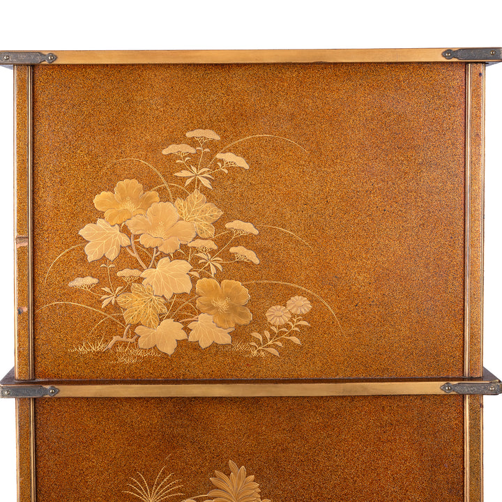 Artwork Detail From Antique Japanese Lacquer Table Shelf  | Indigo Antiques