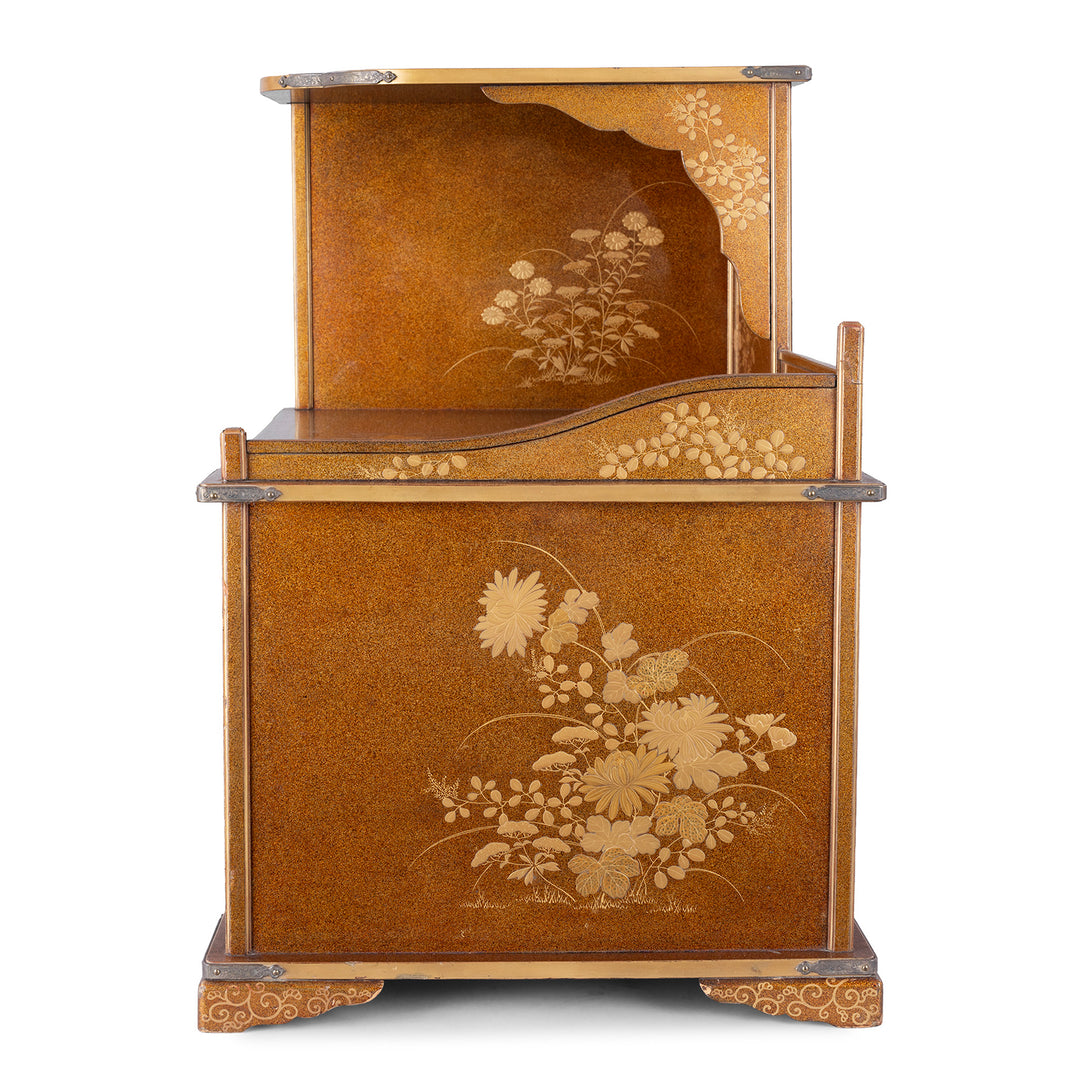 Side View Of Antique Japanese Lacquer Table Shelf  | Indigo Antiques