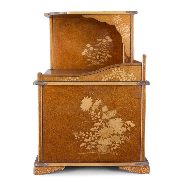 Side View Of Antique Japanese Lacquer Table Shelf  | Indigo Antiques