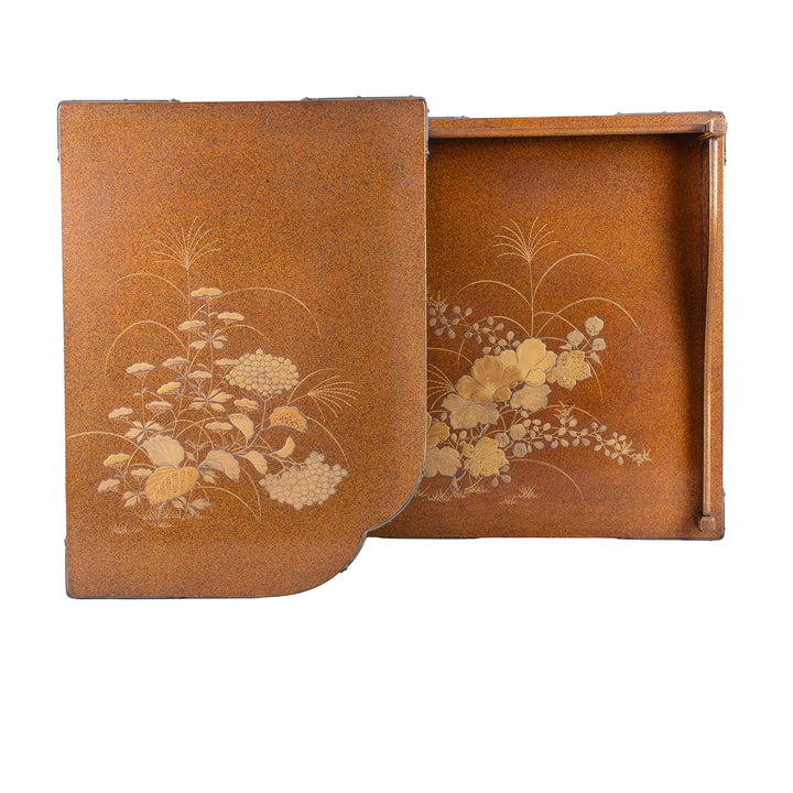 Top Down VIew Of Antique Japanese Lacquer Table Shelf  | Indigo Antiques