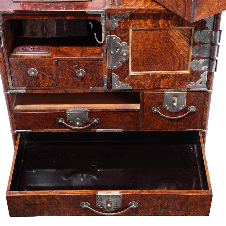 Drawer Detail From Antique Japanese Burr Tobacco Stand  | Indigo Antiques