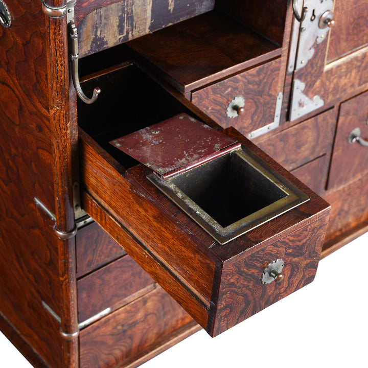 Drawer Detail From Antique Japanese Burr Tobacco Stand  | Indigo Antiques