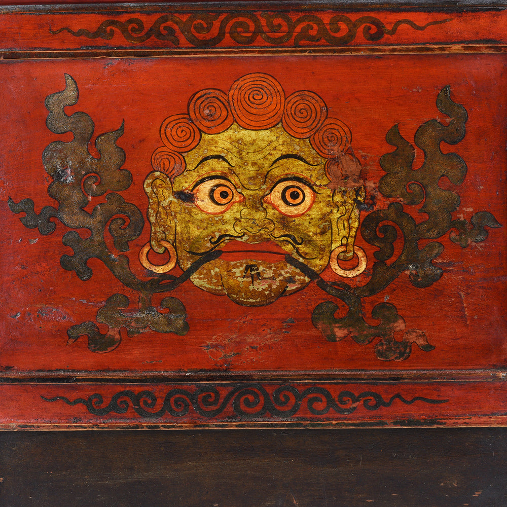 Detail From Antique Painted Choksar Prayer Table from Tibet | Indigo Antiques