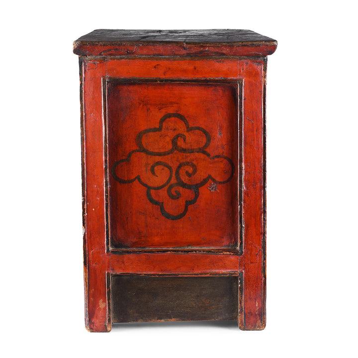 Side View Of Antique Painted Choksar Prayer Table from Tibet | Indigo Antiques