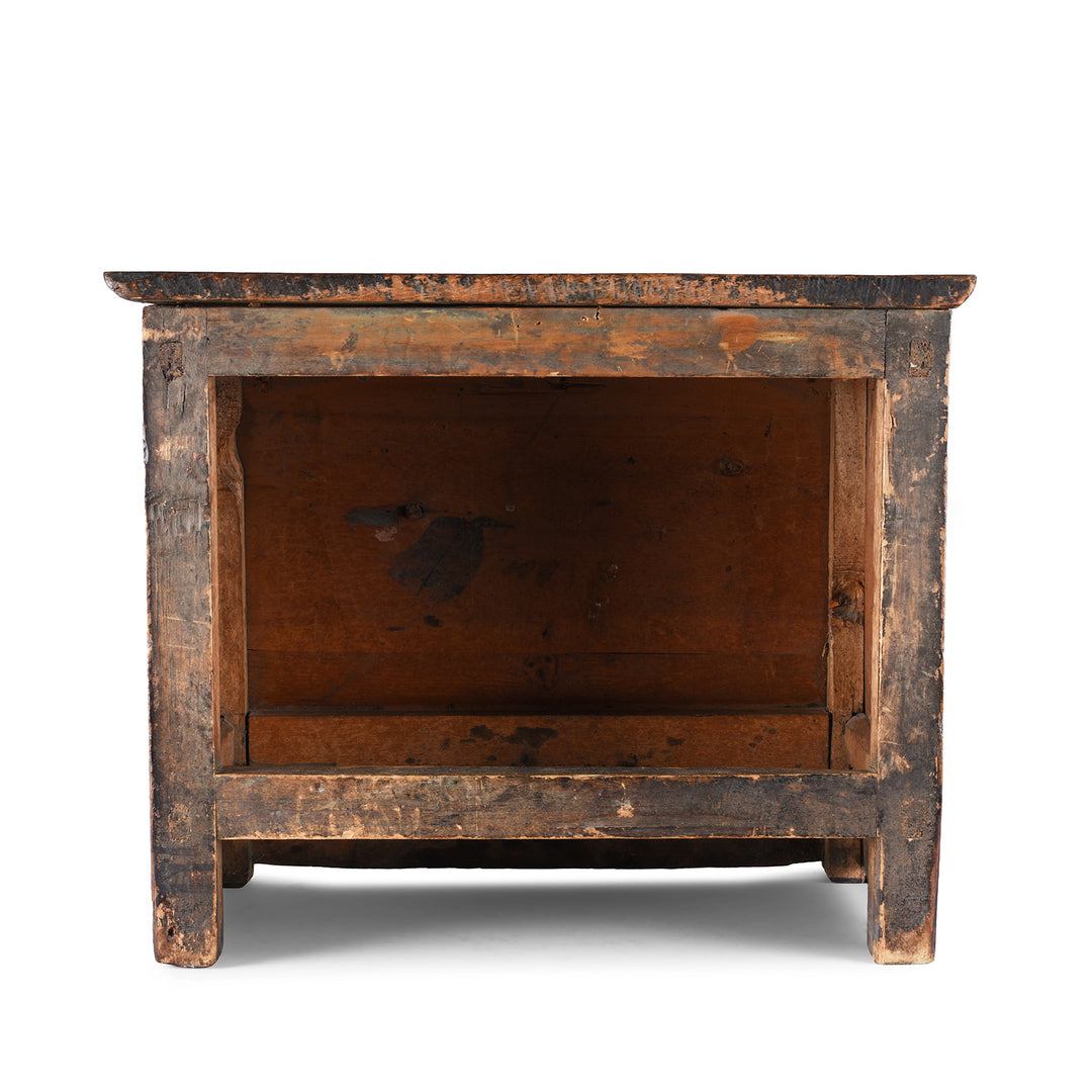 Back Of Antique Painted Choksar Prayer Table from Tibet | Indigo Antiques
