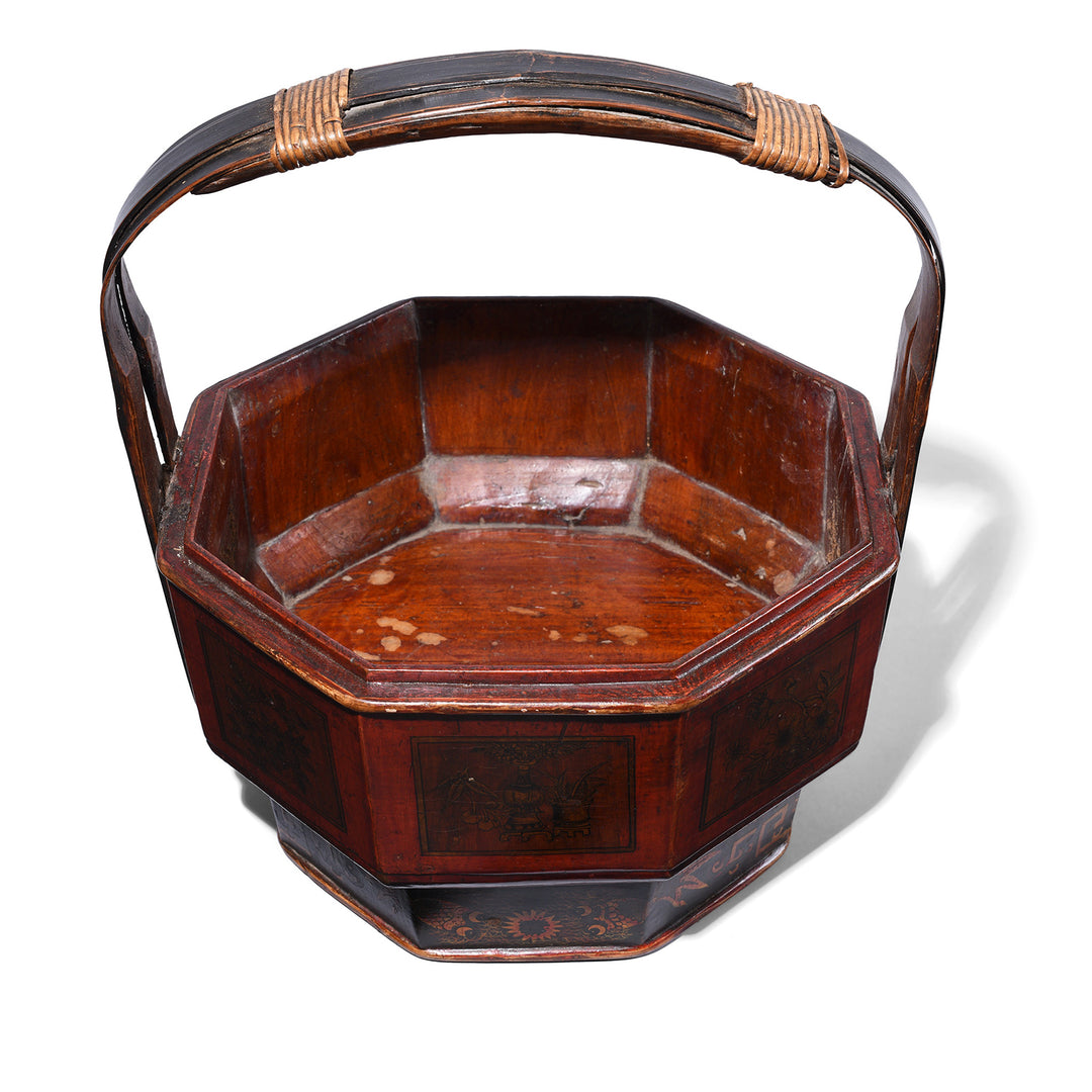 Interior Of Antique Chinese Wedding Basket from South China | Indigo Antiques