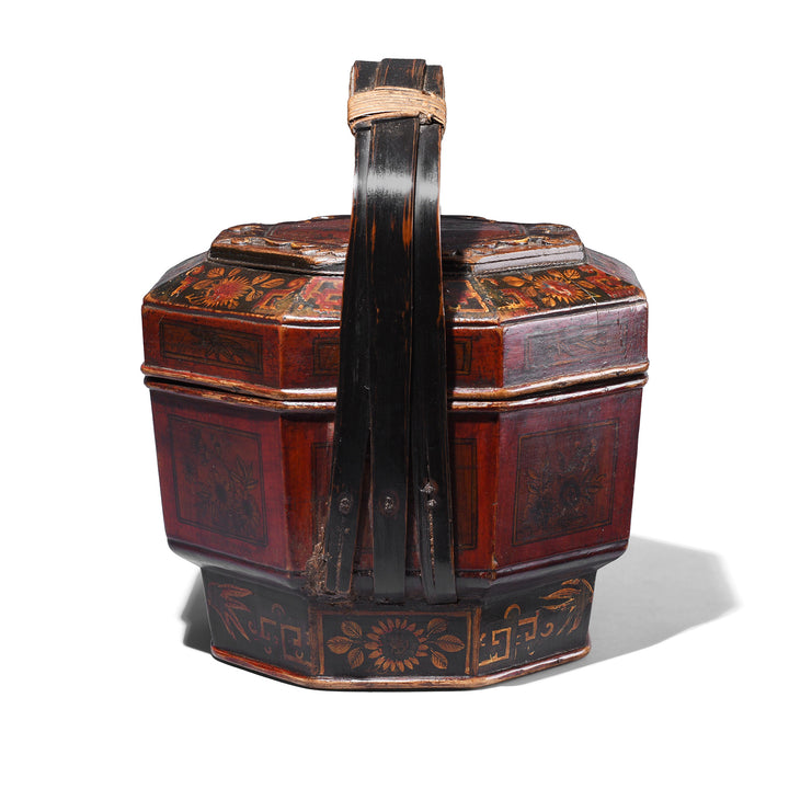 Side VIew Of Antique Chinese Wedding Basket from South China | Indigo Antiques