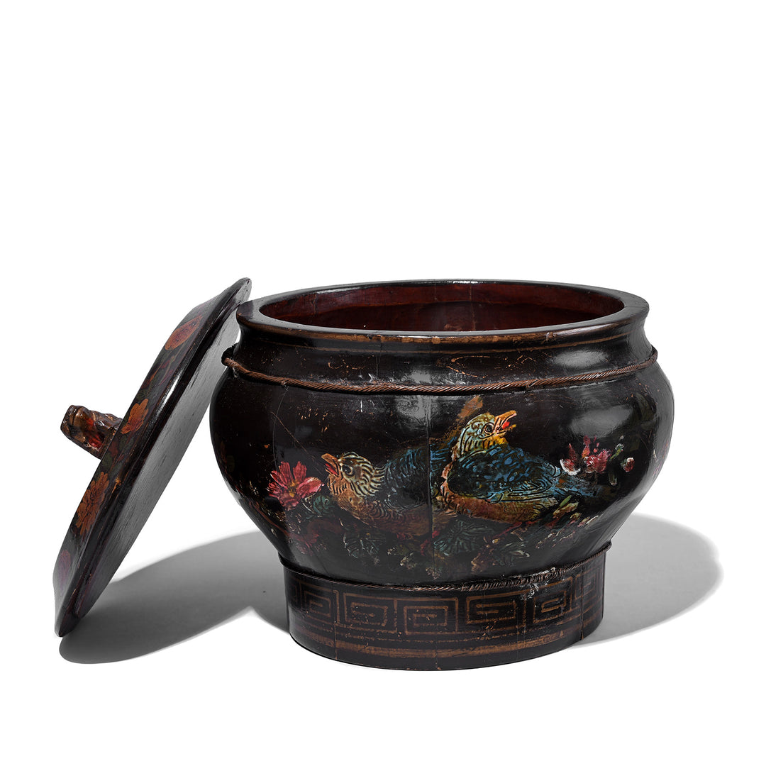 Lid Off VIew Of Chinese Wedding Basket from South China | Indigo Antiques