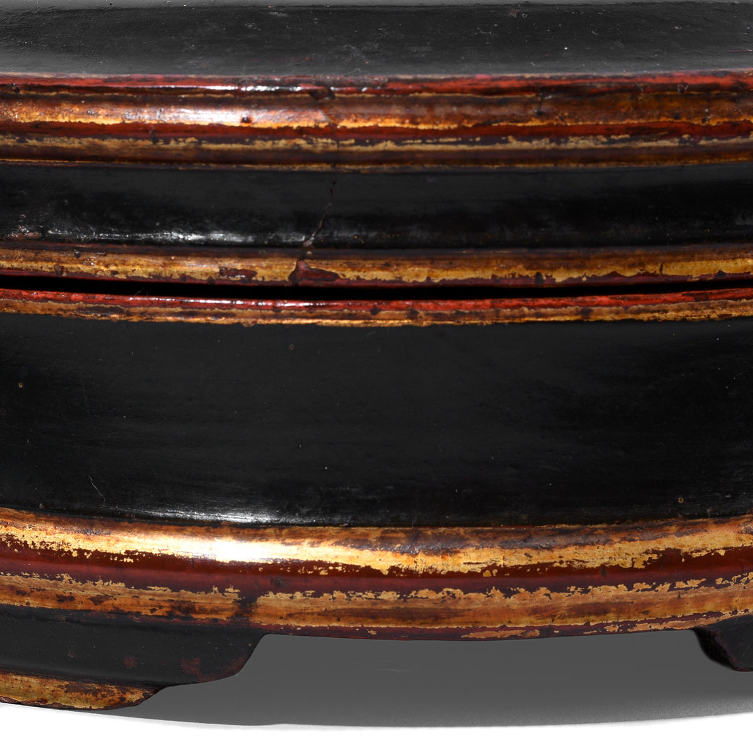 Detail From Antique Black Lacquer Chinese Wedding Basket | Indigo Antiques