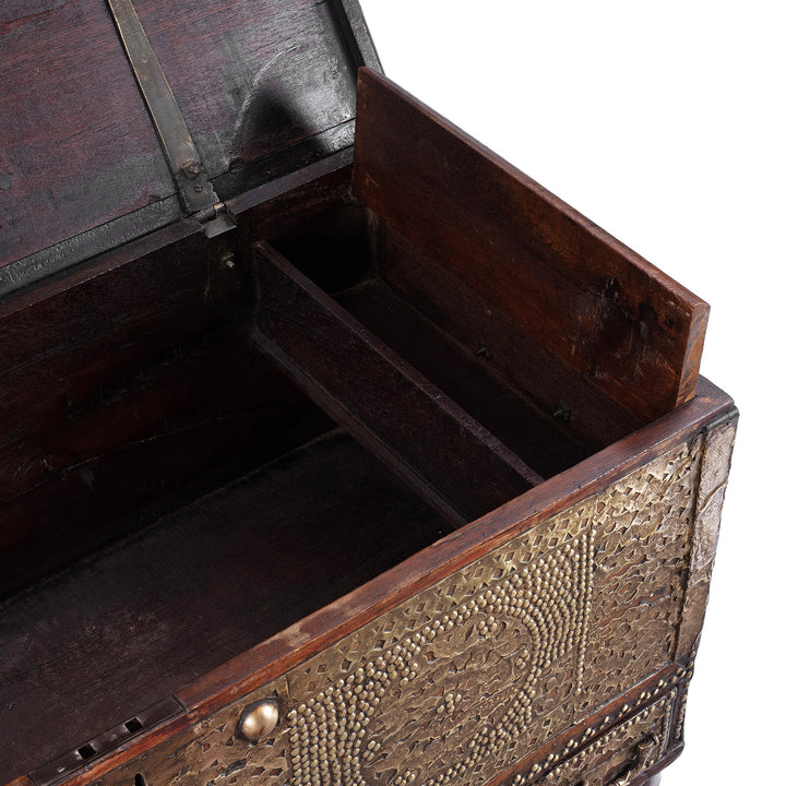 Candle Box Detail From Antique Indian Brass Studded Teak Zanzibar Chest