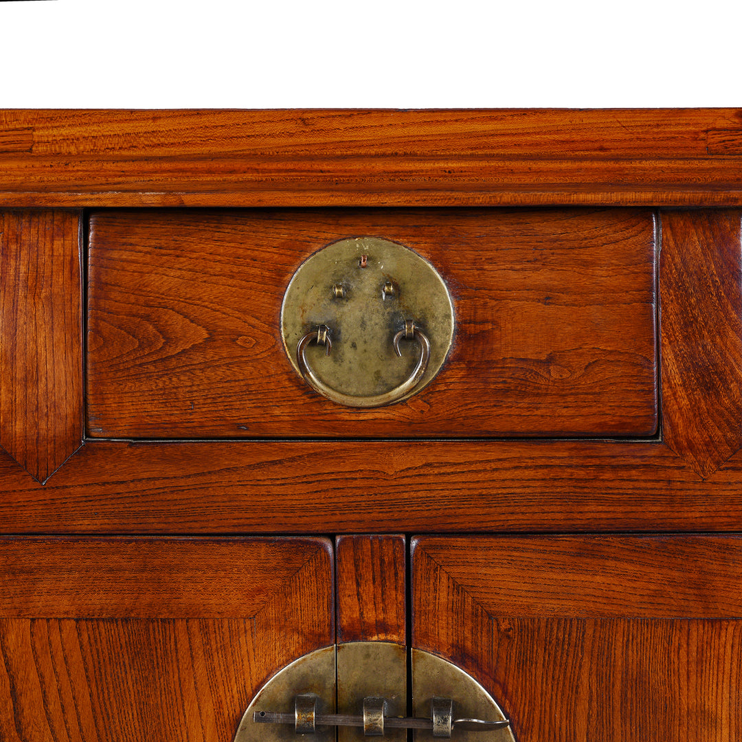 Drawer Detail From Antique Elm Chinese Sideboard From Peking