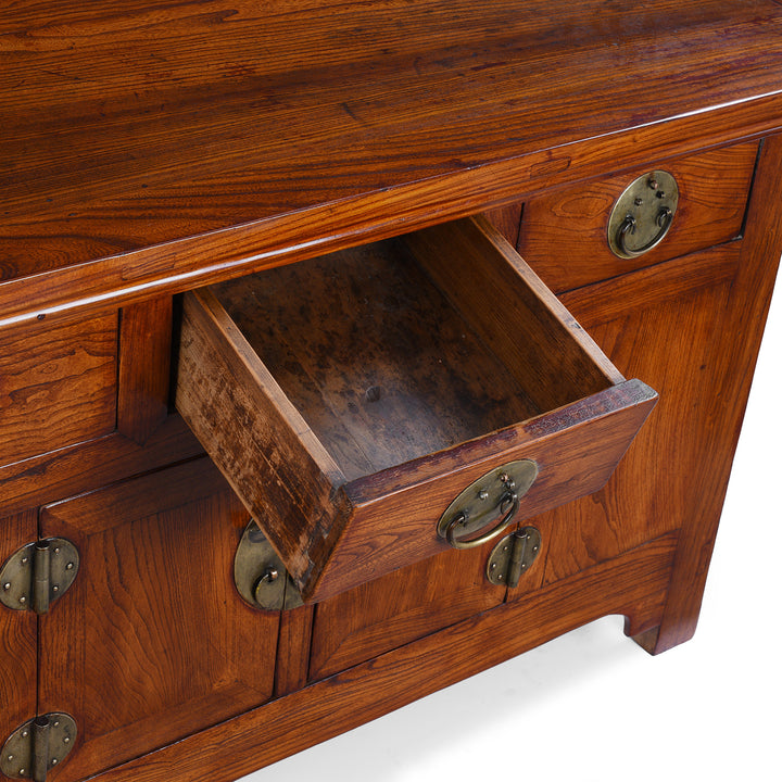 Drawer Interior Detail From Antique Elm Chinese Sideboard From Peking