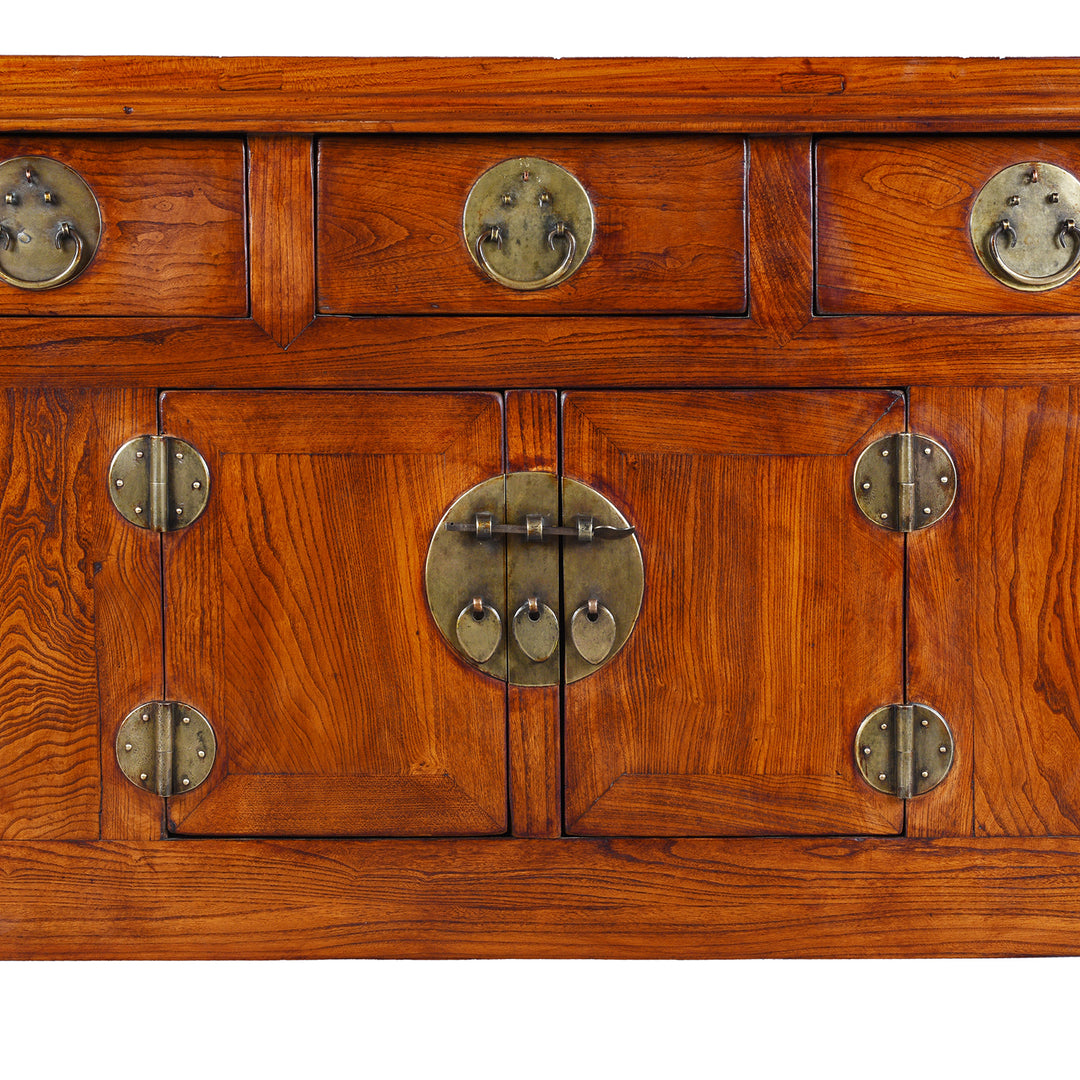Closed Doors Detail From Antique Elm Chinese Sideboard From Peking