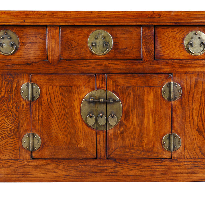 Closed Doors Detail From Antique Elm Chinese Sideboard From Peking