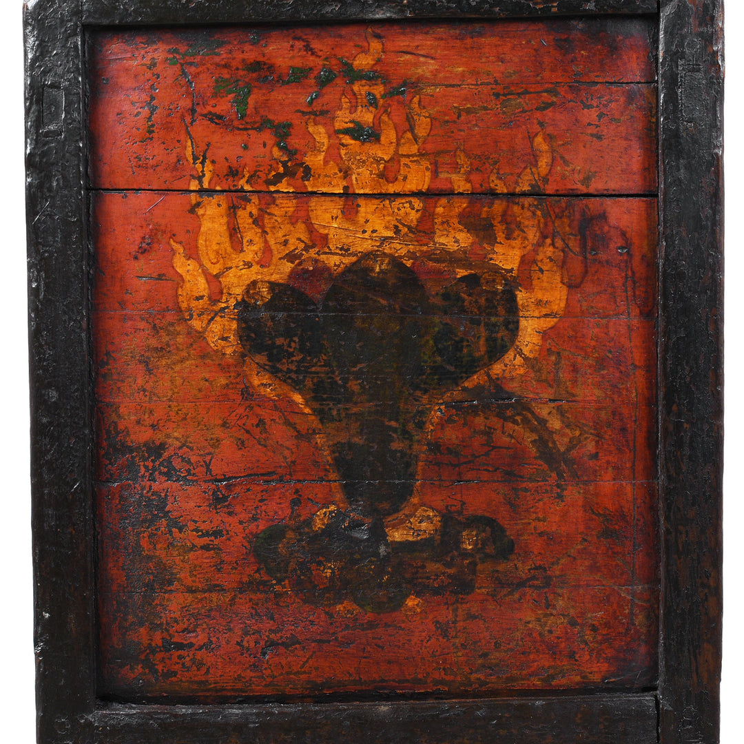Side View Of Antique Tibetan Painted Chest On Stand | Indigo Antiques