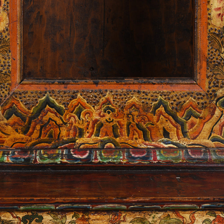 Mount Eru Detail From Antique Tibetan Painted Torgam | Indigo Antiques
