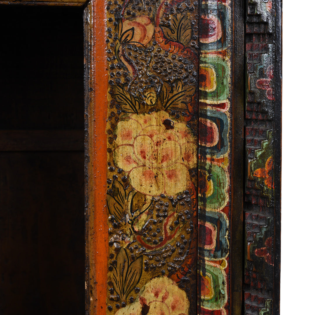 Rose Detail From Antique Tibetan Painted Torgam | Indigo Antiques