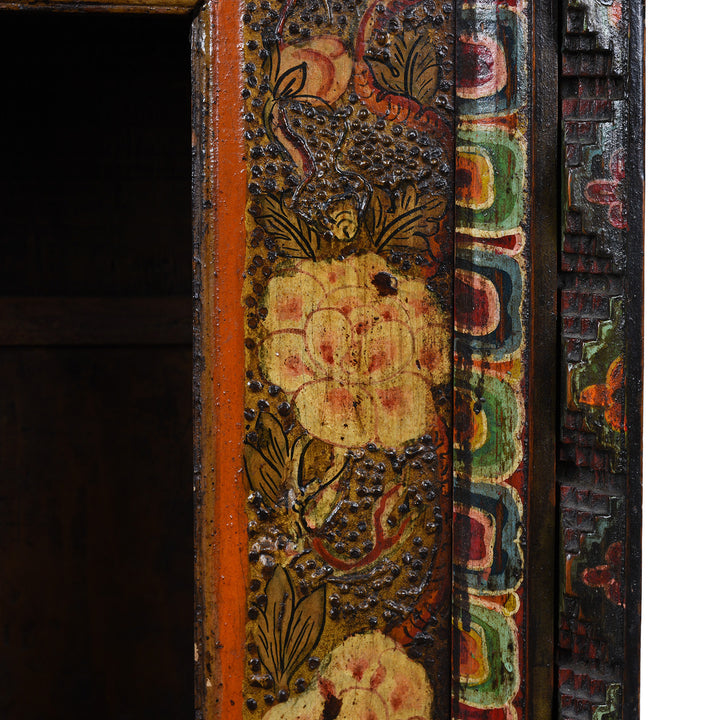 Rose Detail From Antique Tibetan Painted Torgam | Indigo Antiques
