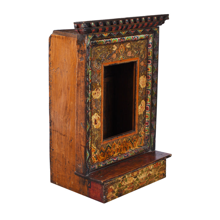 Angled VIew Of Antique Tibetan Painted Torgam | Indigo Antiques