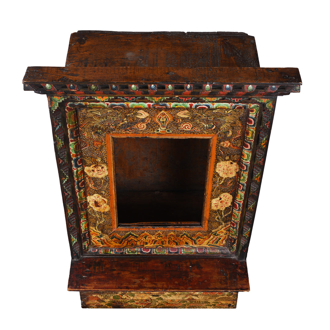Top Down VIew Of Antique Tibetan Painted Torgam | Indigo Antiques