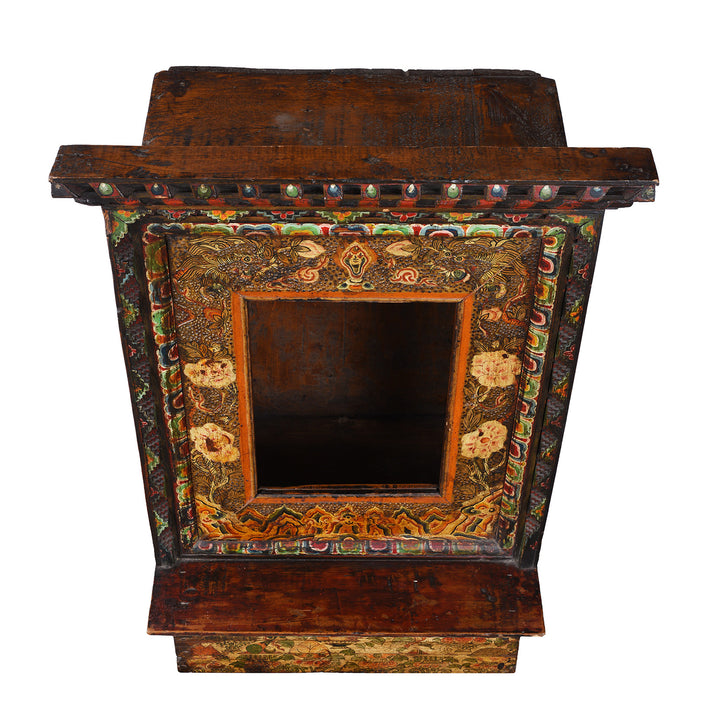 Top Down VIew Of Antique Tibetan Painted Torgam | Indigo Antiques