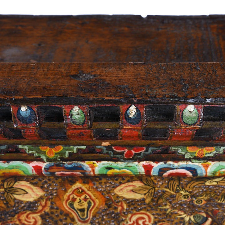 Jewel Artwork Detail From Antique Tibetan Painted Torgam | Indigo Antiques