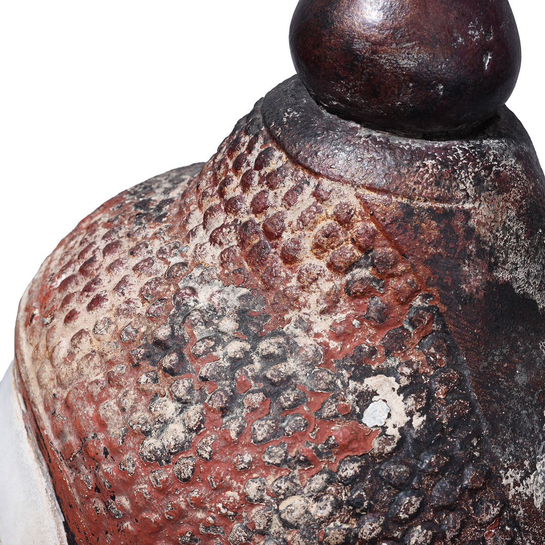 Detail From Headware On Antique Alabaster Buddha Head On Stand | Indigo Antiques