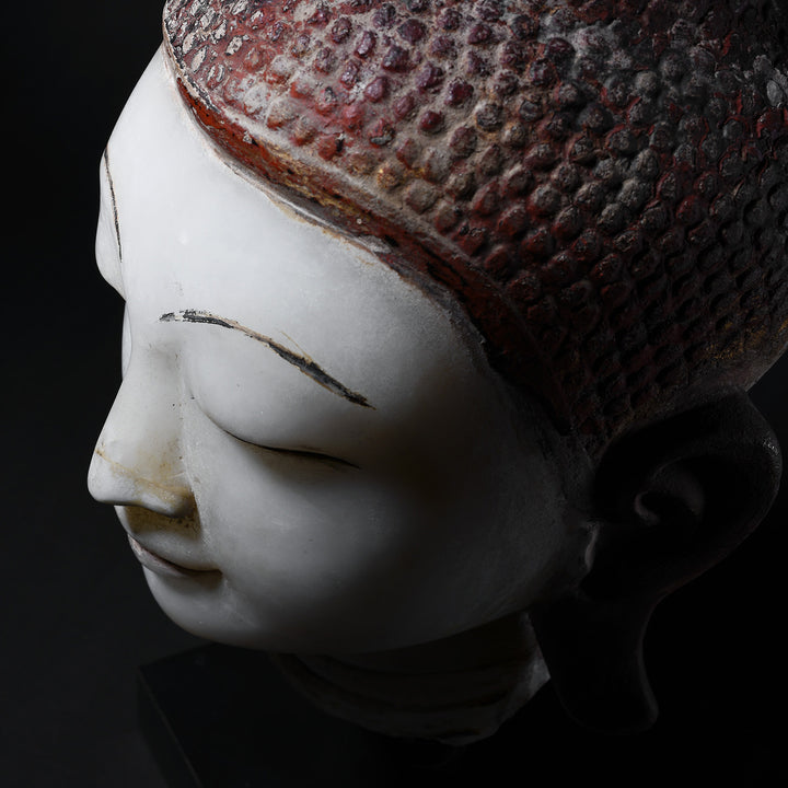 Antique Alabaster Buddha Head On Stand | Indigo Antiques