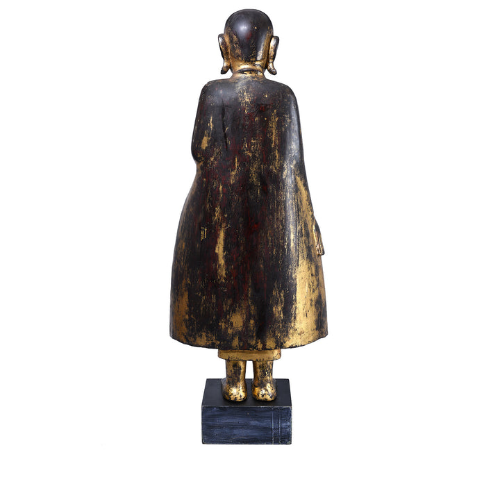 Back Of Antique Burmese Carved Lacquer Monk | INDIGO ANTIQUES