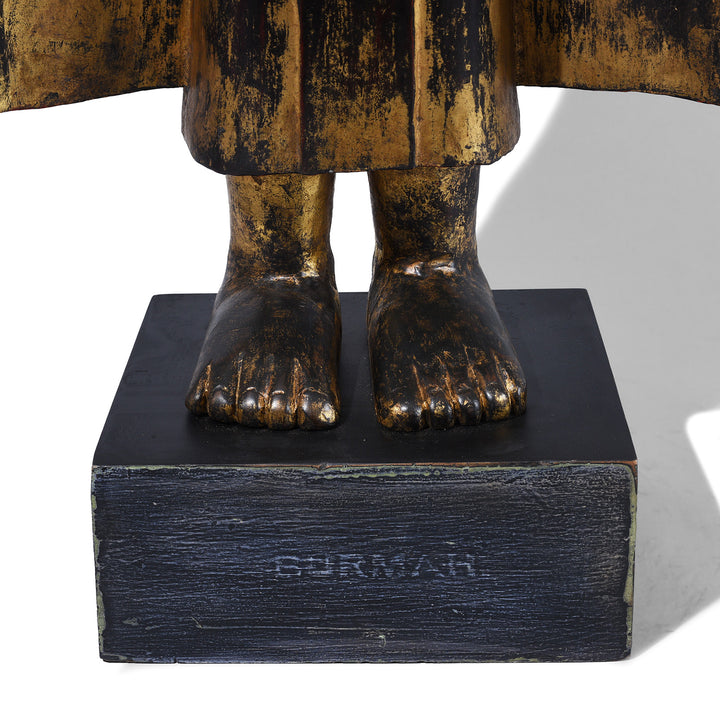 Feet Detail From Antique Burmese Carved Lacquer Monk | INDIGO ANTIQUES